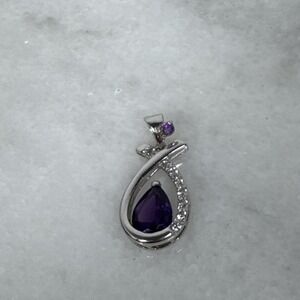 Sterling Silver 925 Amethyst Teardrop Pendant